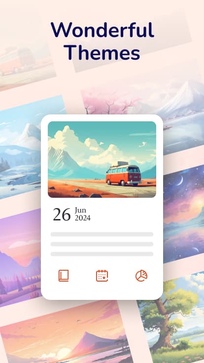 A selection of illustrated diary themes