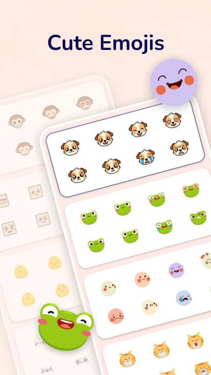 Grid of mood emoji and sticker packs